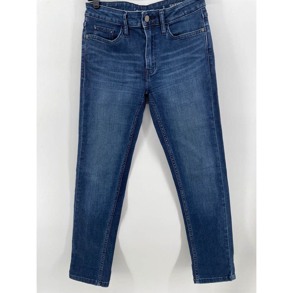 Calvin Klein Jeans Slim Boyfriend Women 2 Blue Dark Wash‎ Stretch Denim